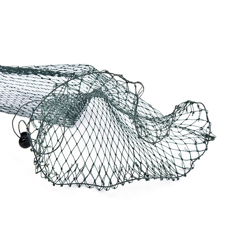 1pc nylon foldable fishing net fish pot trap fishing net creel simple fish guard flat bottom beam mouth length 1 meter