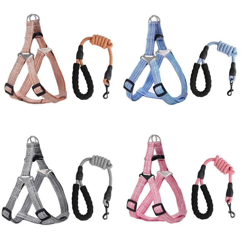 New Nylon Pet Dog Harness No Pull Adjustable Dog Vest Leash Classic Running Leash Strap Belt for Small Medium Large Dogs