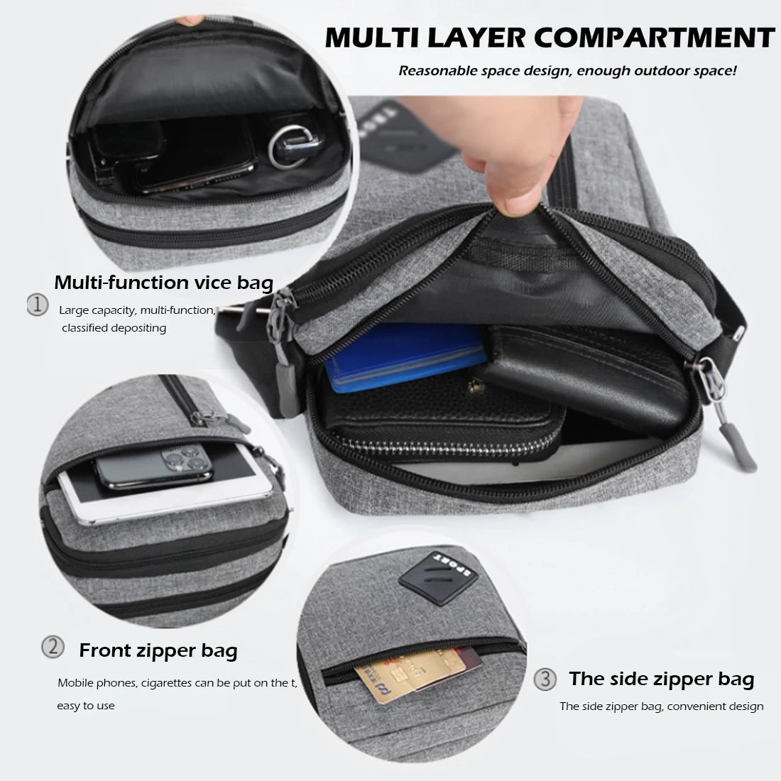 Men's Messenger Bag Crossbody Shoulder Bags Men Small Sling Pack Waterproof Oxford Packs For Work Business Travel Satchel Purse