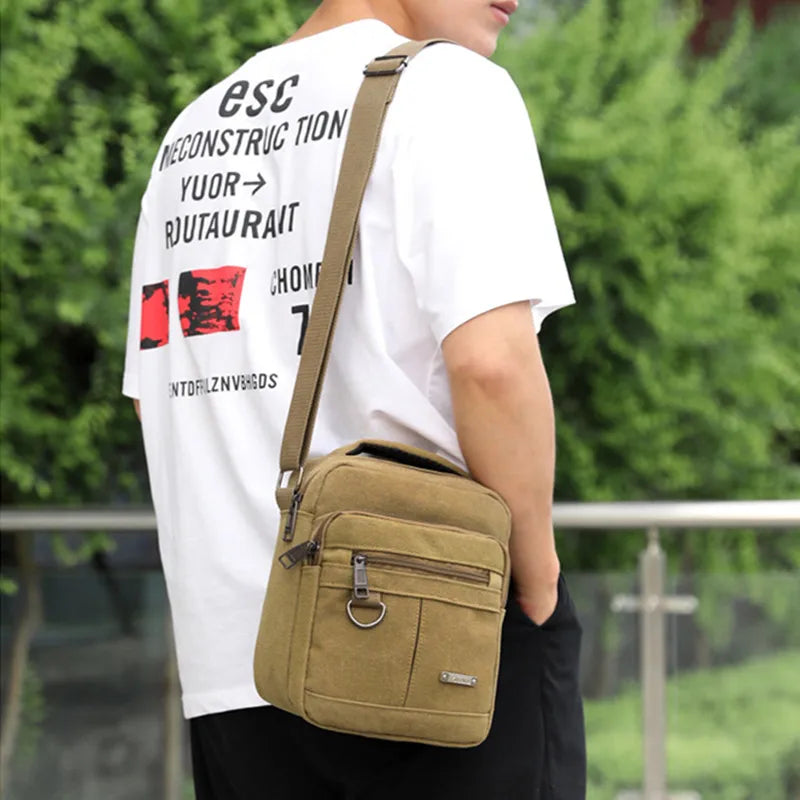 Canvas Shoulder Bag Men's New Korean Style Canvas Messenger Bag Outdoor Leisure Travel Portable Single-Shoulder Bag