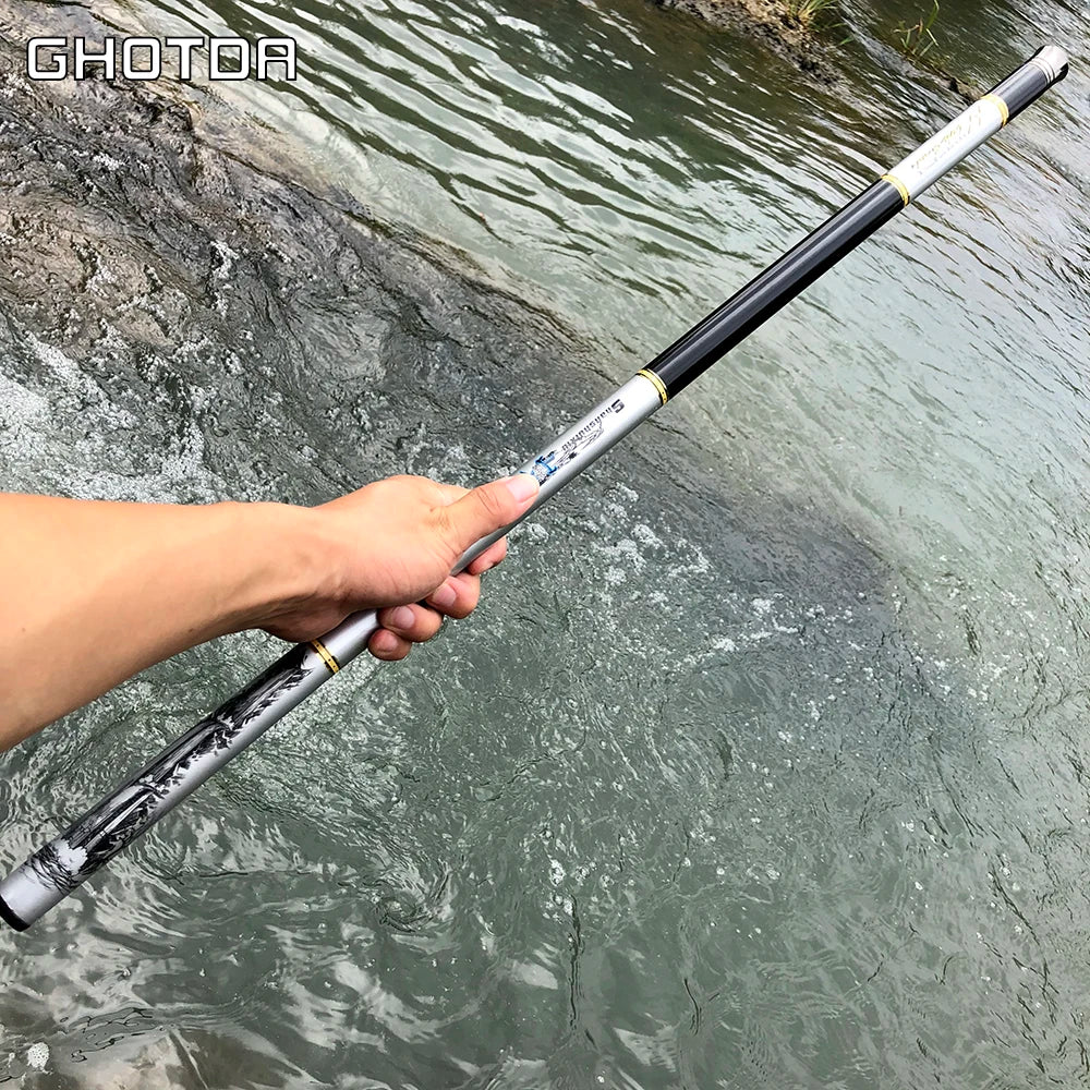 NEW Ultralight SuperHard 2.7/3.6/4.5/5.4/6.3/7.2M Stream Hand Pole Carbon Fiber Casting Telescopic Fishing Rod Fish Tackle