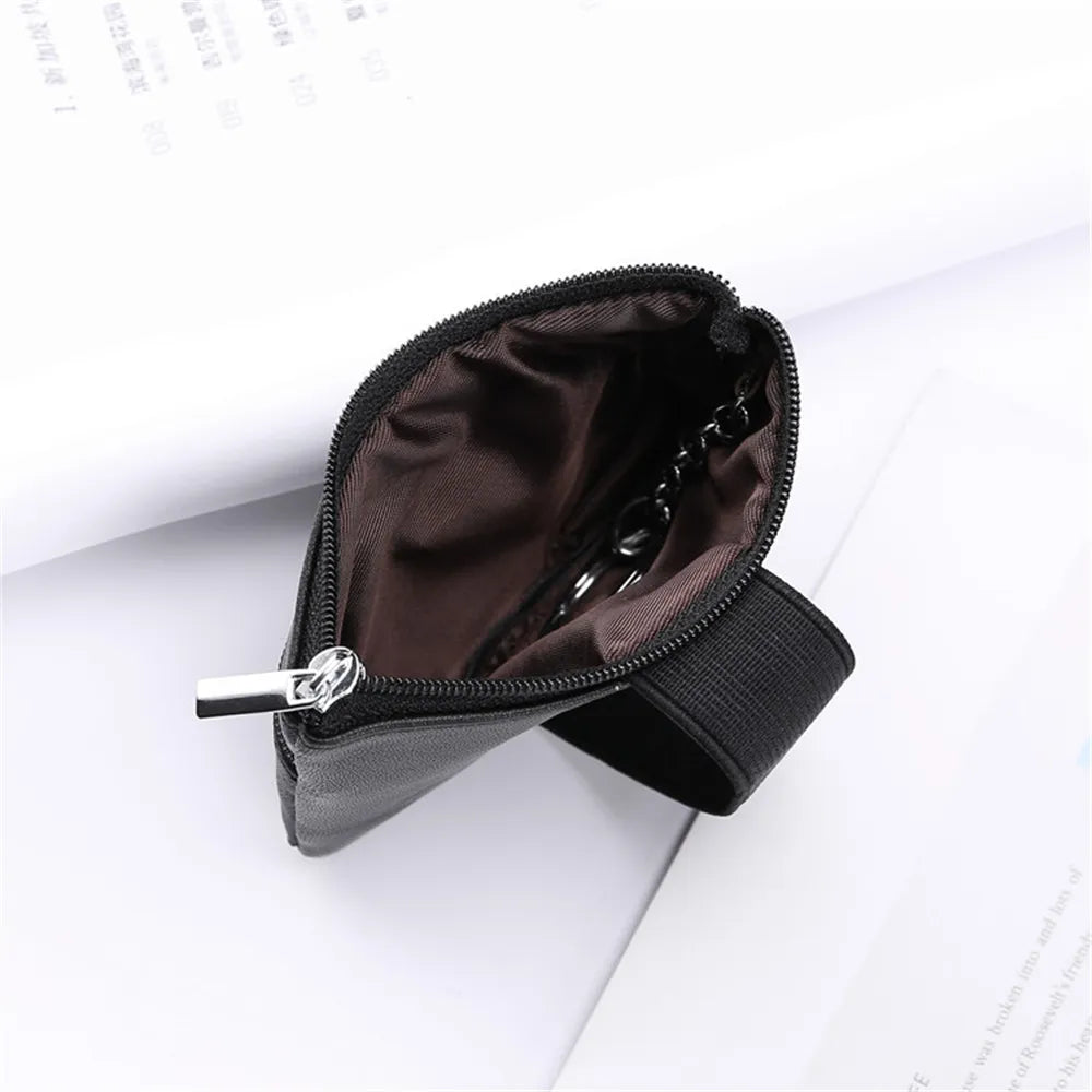 Women Men Sports Wrist Bag Key Money Bag Genuine Leather Ladies Coin Purses Zipper Pouch Card Holder Wallet Business Card Cases