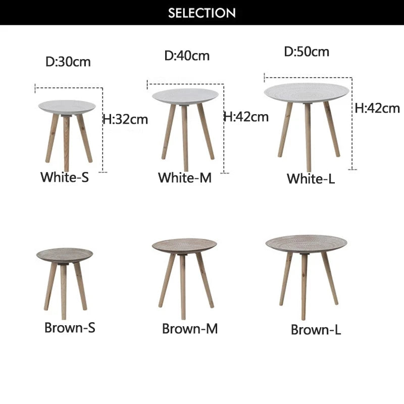 Nordic Creative Round Wood Coffee Table Bed Sofa Side Table Tea Fruit Snack Service Plate Tray Small Desk Living Room Furniture