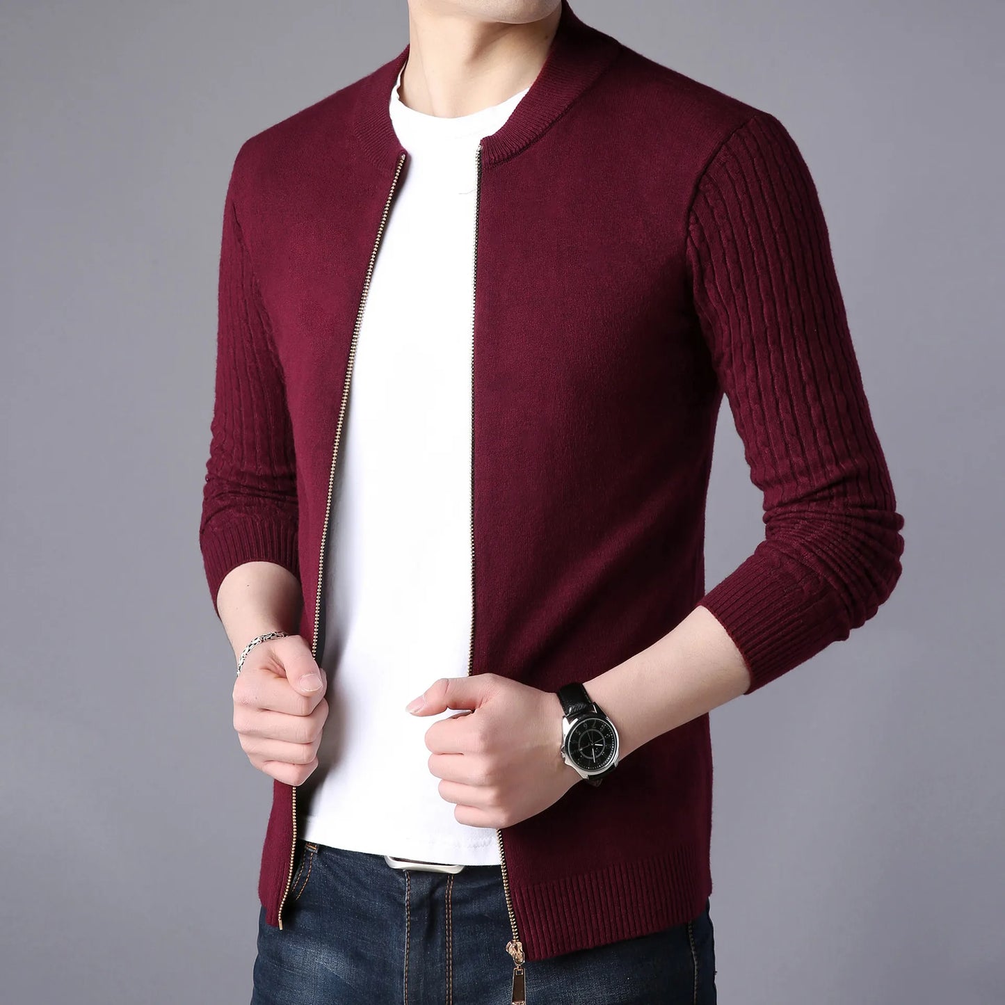 2022 Autumn Winter Men's Sweater Male Jacket Solid Color Sweaters Knitwear Warm Sweatercoat Cardigans Men Clothing