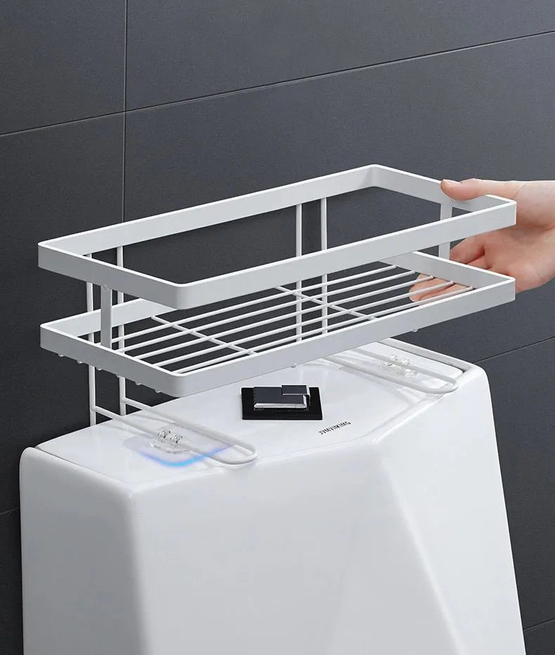 Bathroom Above The Toilet Rack Toilet Wall Hanging Shelf Multi-function Punch-free Vanity Toilet Storage Shelf