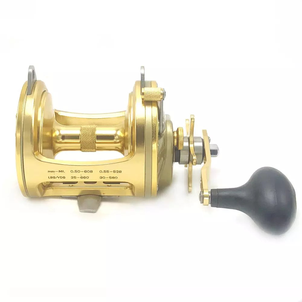 Big Sea Fishing Reel Saltwater Windlass Metal Coil Gold Ocean Fishing Supplies Wrap Drums Professional Trolling Jigging Reels