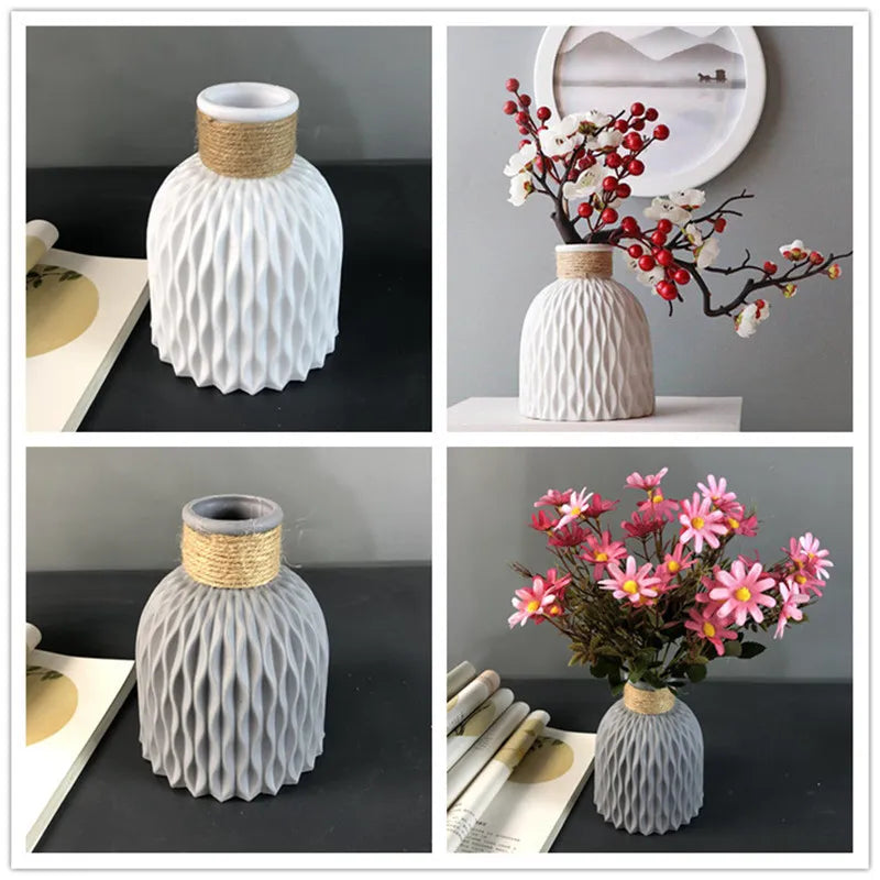 Flower Vase Decoration Home Plastic Vase Modern Imitation Ceramic Flower Pot Flower Basket Nordic Decoration Vases for Flowers