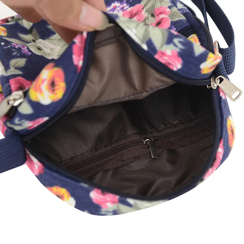 Summer Canvas Diagonal Women Shoulder Bags Women's Mobile Phone Crossbody Purse New Floral Cloth Direct Batch Leisure Bags