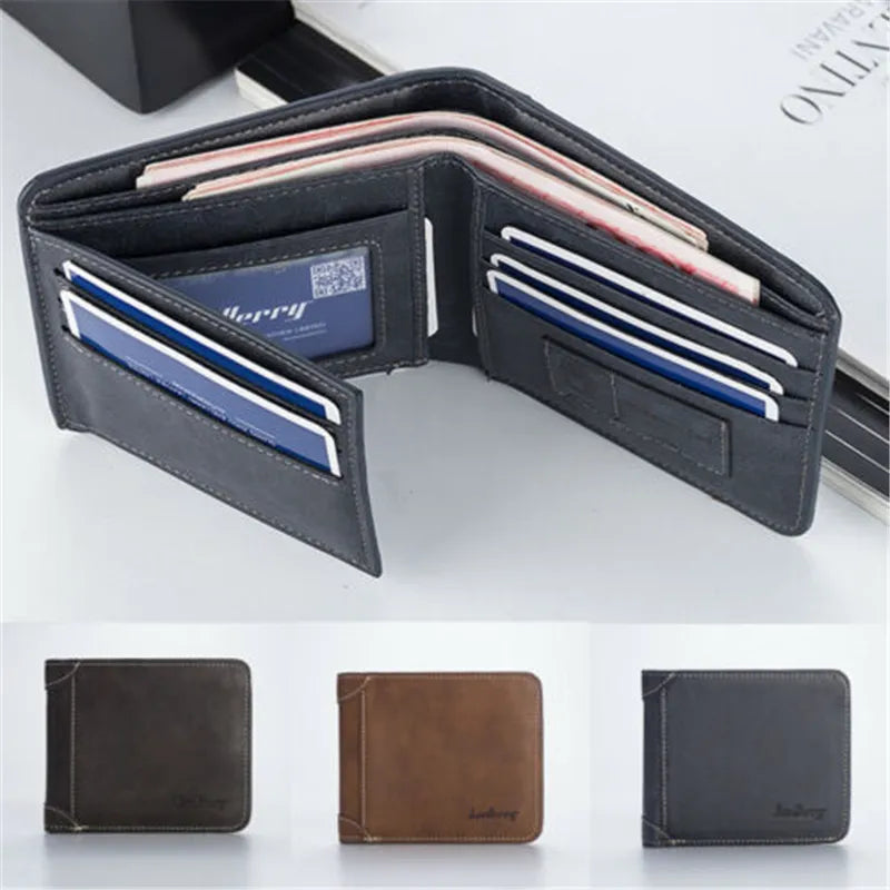 Men's Wallet Foldable Small Money Purses Leather Wallet Luxury Billfold Hipster Cowhide Credit Card/ID Holders