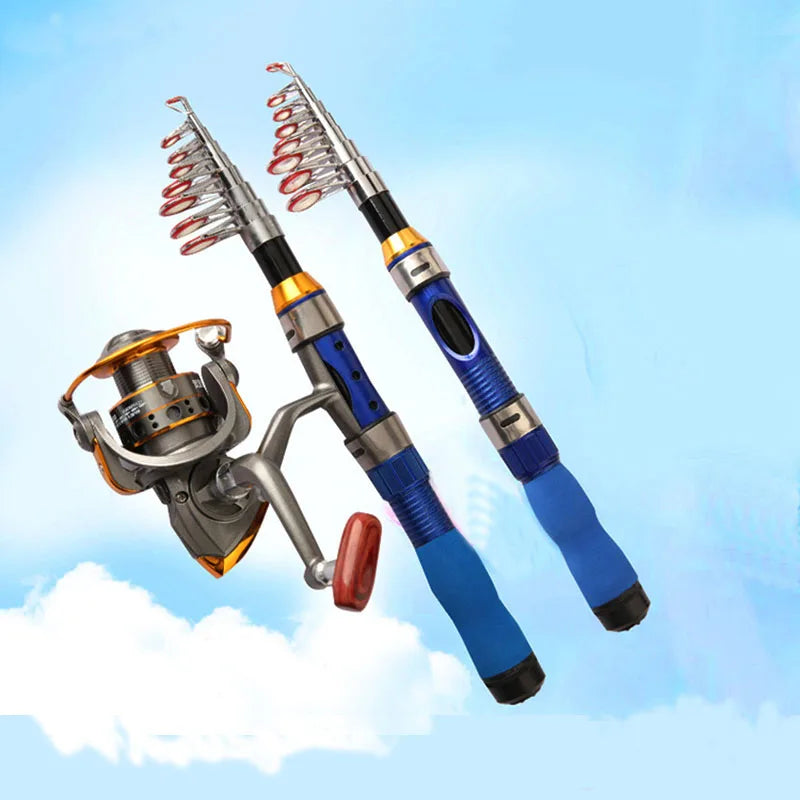 New Portable Telescopic Fishing Rod FRP Fiber Fishing Pole Sea Boat Rock FishRod high Quality Fishing Reel 1.5m/1.9m/2.3M