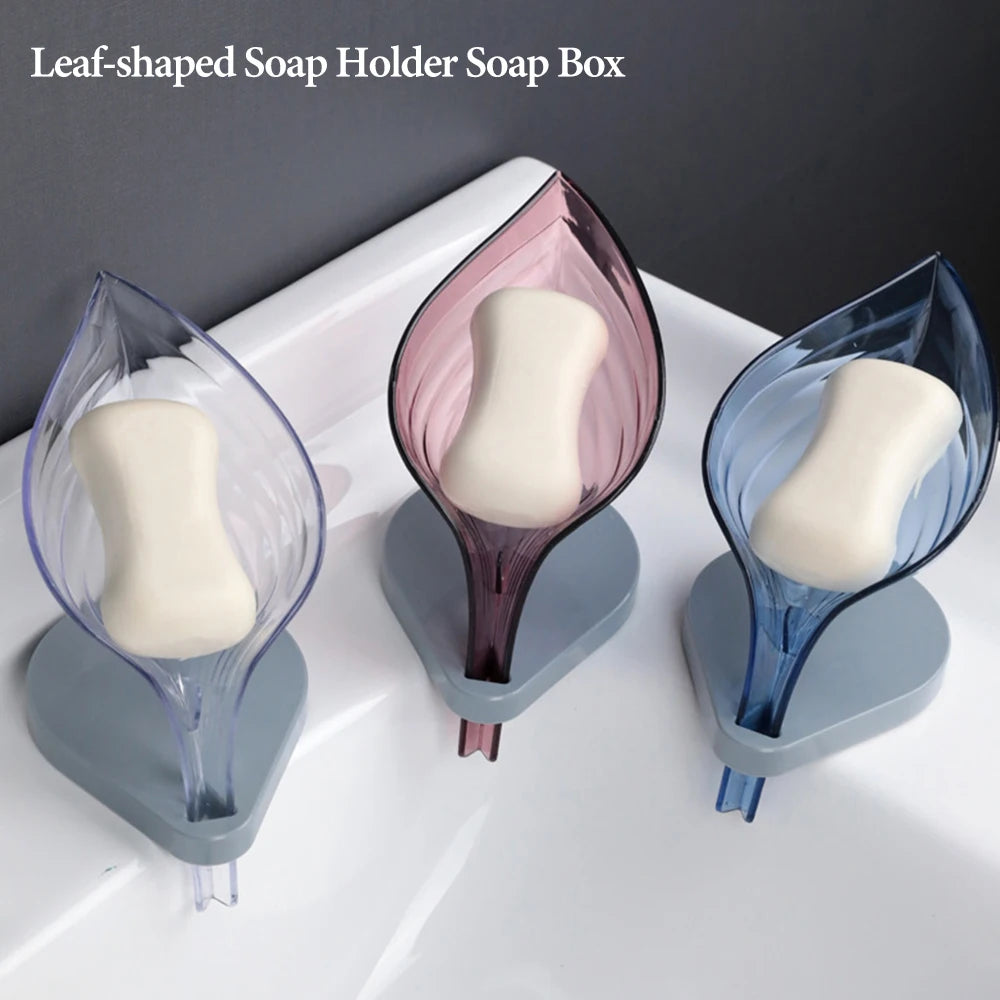 Leaf Shape Soap Holder Soap Dish for Bathroom Quick Drain Large Suction Cup Fixed Firmly Bathroom Storage Rack Soap Container