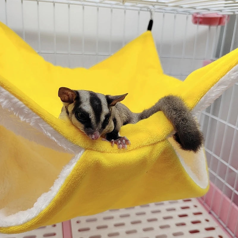 Hamster Ferret Hammock Double-layer Thicken Plush Warm Sleeping Bag Nest Hanging Cage House for Squirrel Ferret Rabbit Pet Bed