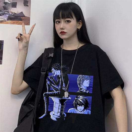 Death Note Summer Print Women's Clothing Novelty Shinigami Ryuk Short Sleeve Women T-shirt Harajuku Casual Yagami vintage top