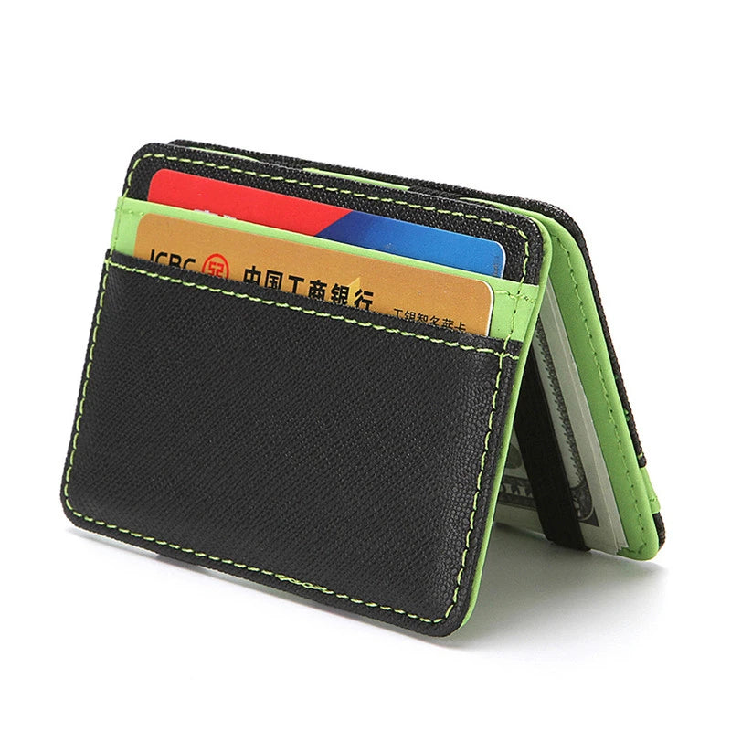 Ultra Thin PU Leather Women Men Magic Wallets Mini Small Coin Purses Portable Short Business Credit Card Holder Clutch Bag Case