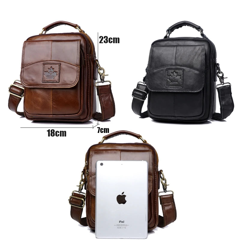 Men's Genuine Leather Bag Handbag Shoulder Messenger Bag Men High Quality Luxury Handbag 2019 Small Flap Sling Bags ZZNICK