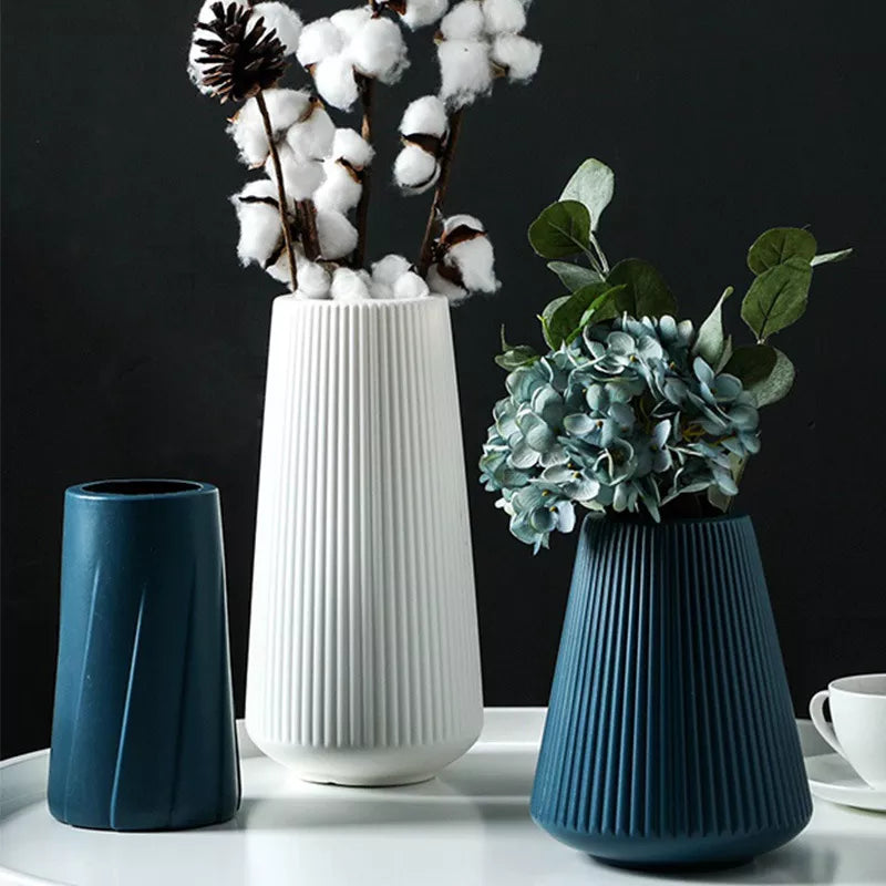 Morandi Plastic Vase Living Room Decoration Ornaments Modern Origami Plastic Vases for Flower Arrangements Home Decoration