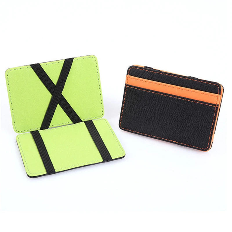 Ultra Thin PU Leather Women Men Magic Wallets Mini Small Coin Purses Portable Short Business Credit Card Holder Clutch Bag Case