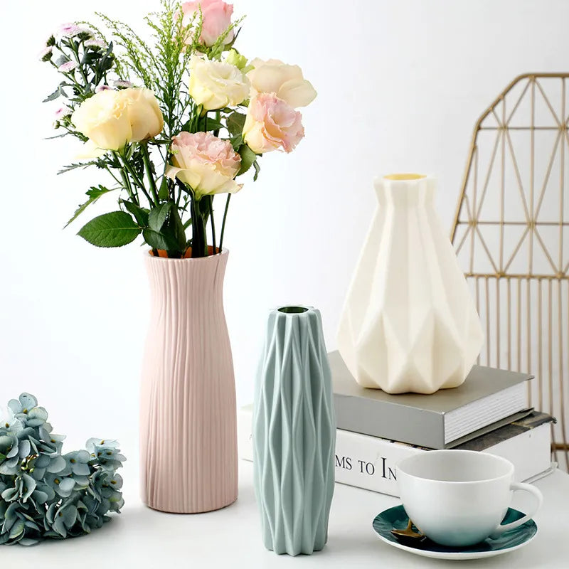 Non ceramic Modern vases decoration home Imitation Ceramic Flower Pot Basket Living Room Flower Arrangement pot