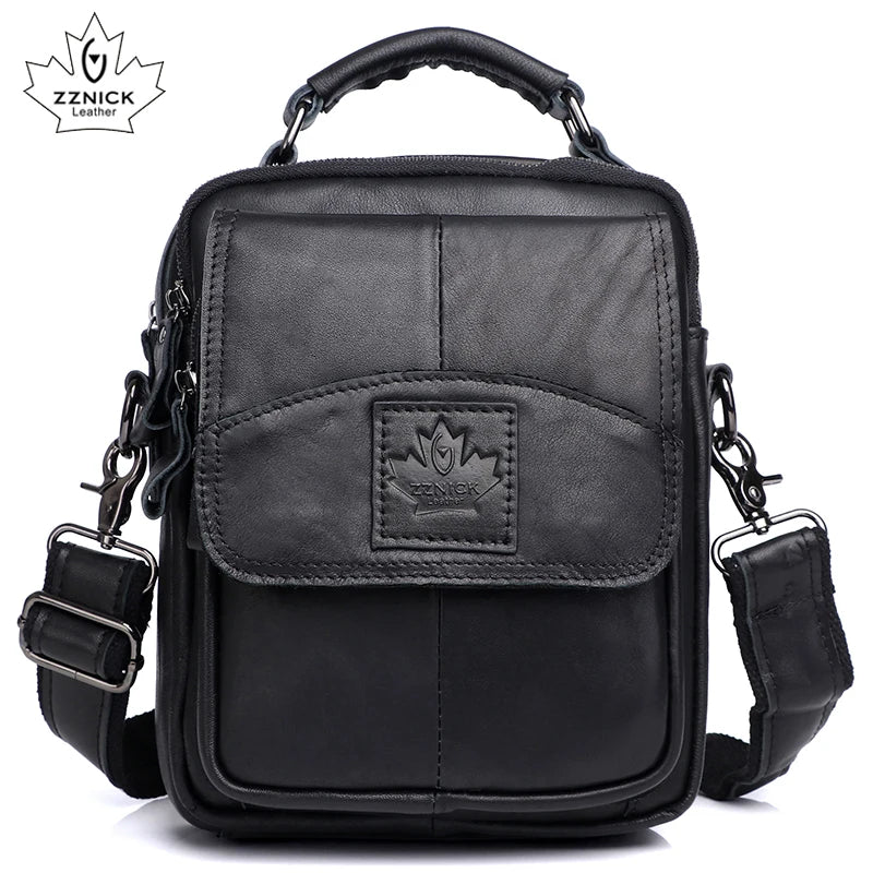 Men's Genuine Leather Bag Handbag Shoulder Messenger Bag Men High Quality Luxury Handbag 2019 Small Flap Sling Bags ZZNICK