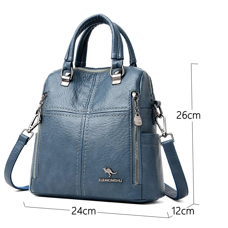 Hot Sale High Quality Leather Backpack Women Shoulder Bags Multifunction Travel Backpack School Bags for Girls Bagpack Mochila