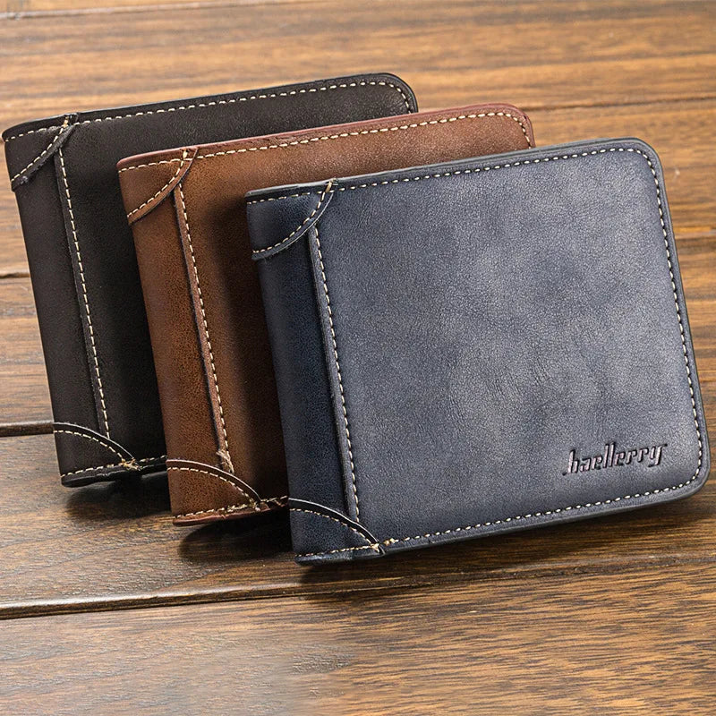 Men's Wallet Foldable Small Money Purses Leather Wallet Luxury Billfold Hipster Cowhide Credit Card/ID Holders