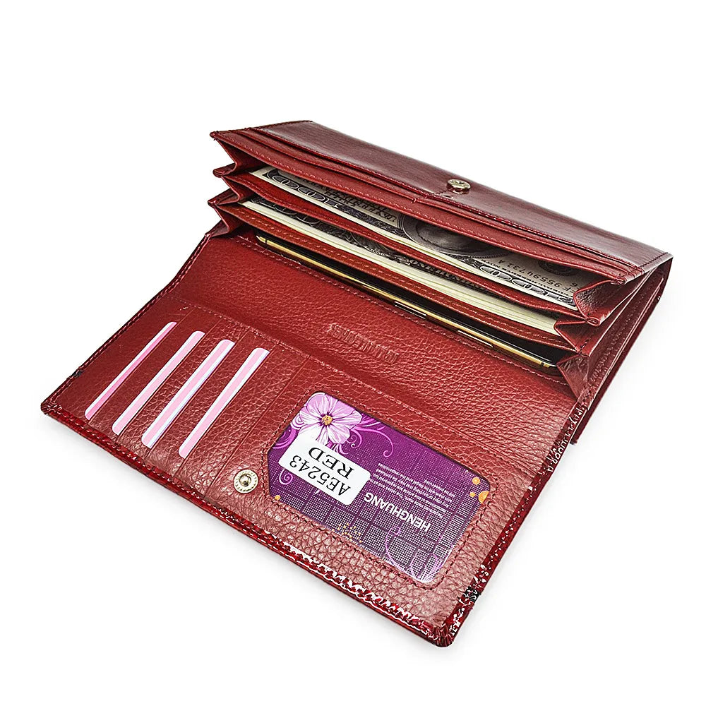 Women Genuine Leather Purse Brand Alligator Pattern Ladies Long Wallets Genuine Leather Money Bag with Coin Card Holder Clutch