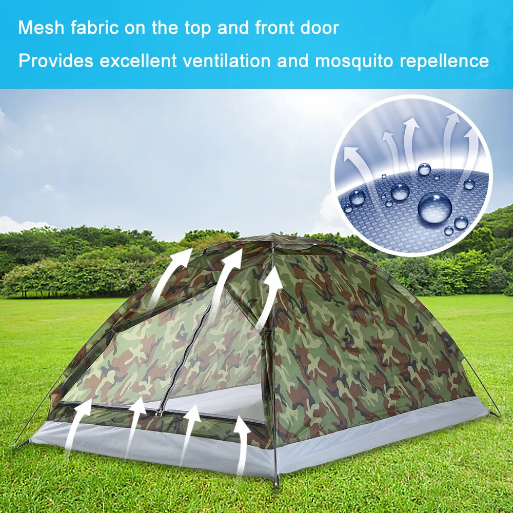 2 Person Beach Tents Ultralight Single Layer Water Resistance Camping Tent Travel with Carry Bag Hiking Traveling Shelter Tents