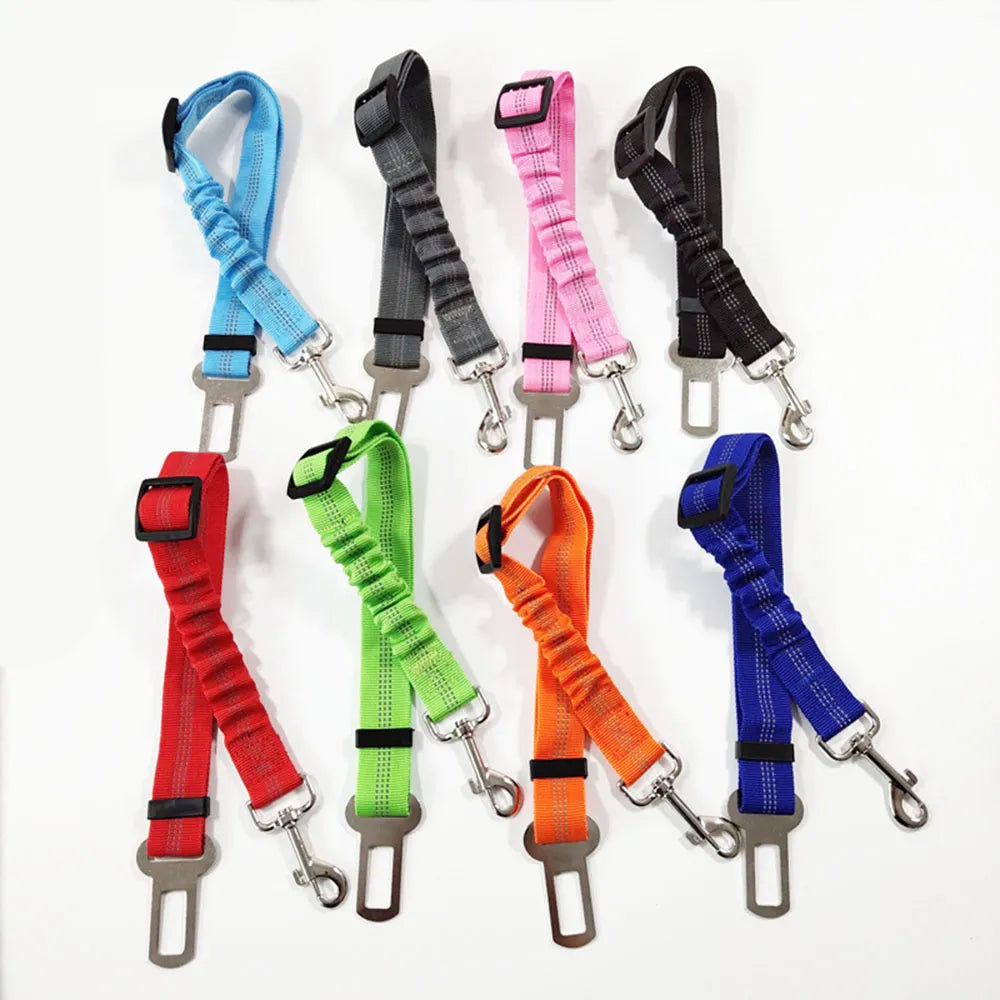 Upgraded Dog Car Seat Belt Adjustable Safety Seat Belts Elastic & Reflective Vehicle Nylon Seat Belt for Small Medium Large Dog