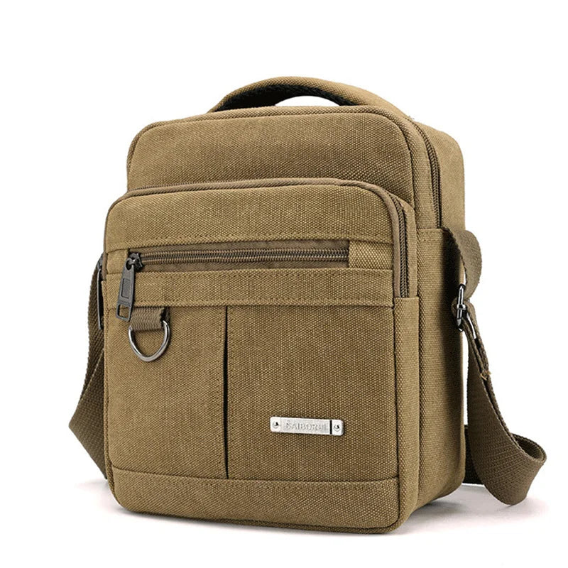 Canvas Shoulder Bag Men's New Korean Style Canvas Messenger Bag Outdoor Leisure Travel Portable Single-Shoulder Bag