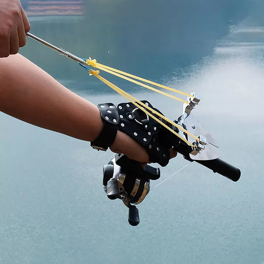 Professional Fishing Slingshot Set Powerful Full Fishing Catapult Outdoor Shooting Hunting Tool Fishing Reel + Darts+Handguard