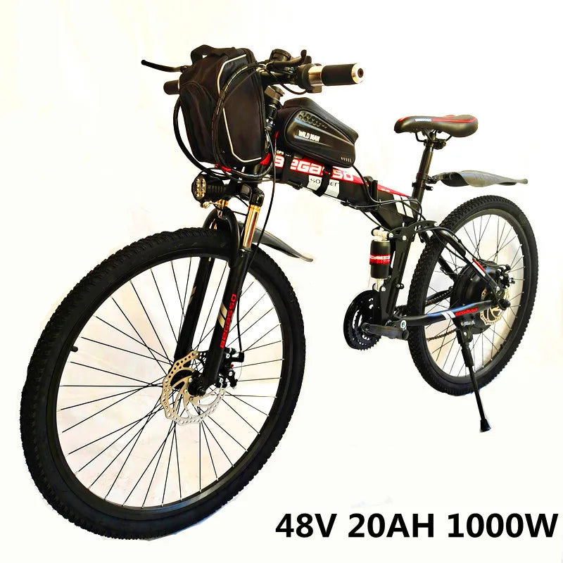 26 inch Electric Bicycle 48V 15ah Lithium Battery Electric Mountain Bike 1000W Motor Foldable EBike powerful Electric Bike