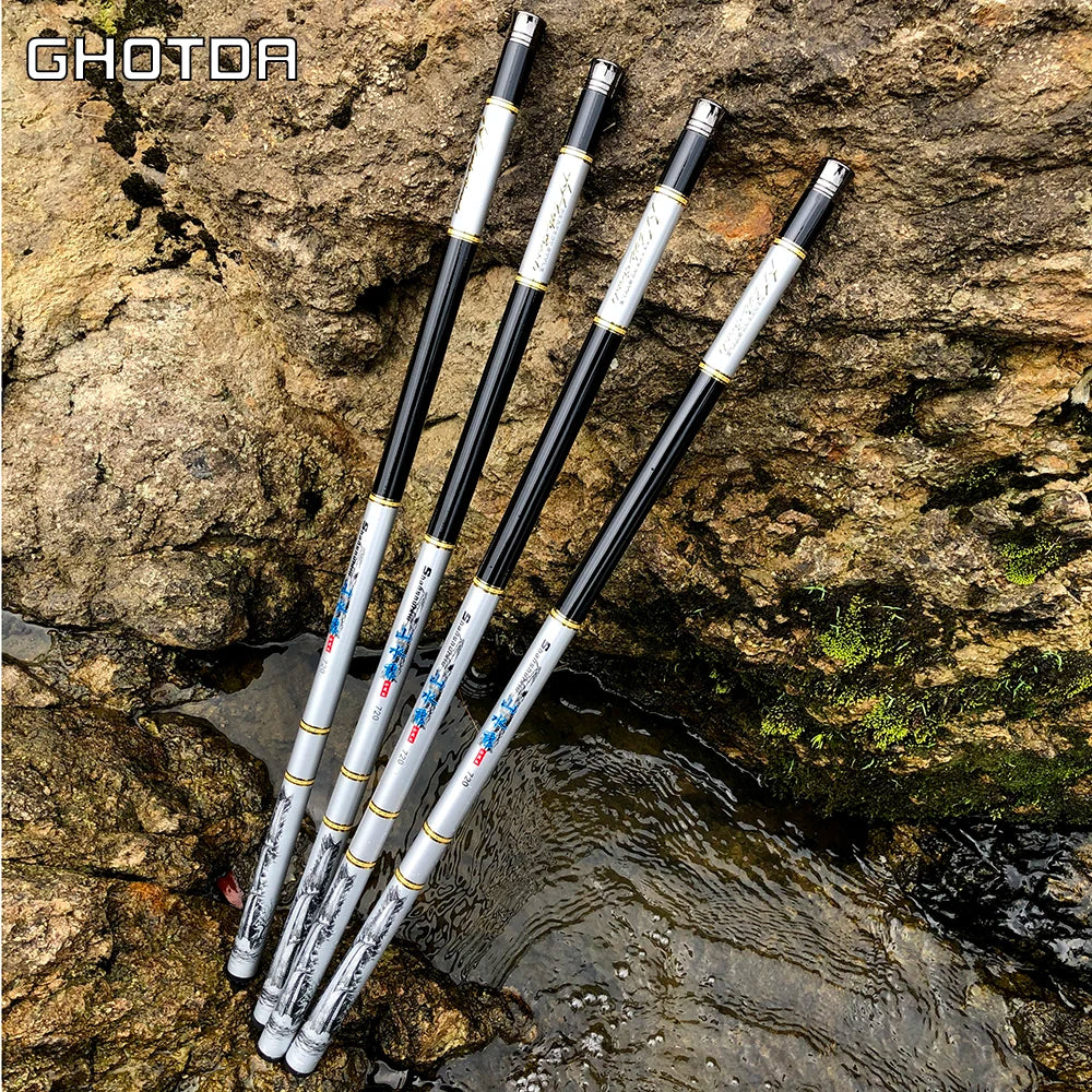 NEW Ultralight SuperHard 2.7/3.6/4.5/5.4/6.3/7.2M Stream Hand Pole Carbon Fiber Casting Telescopic Fishing Rod Fish Tackle