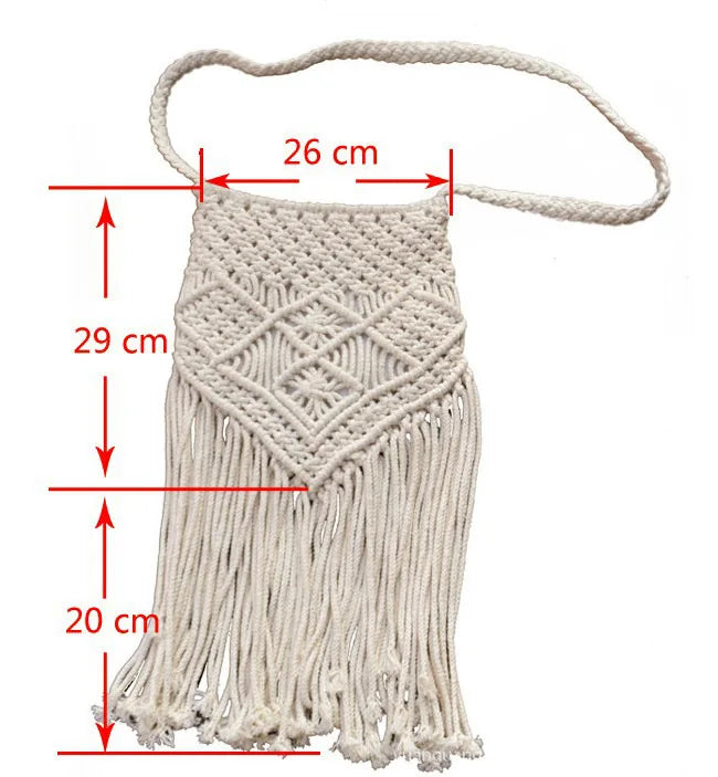 New Handmade Rope Woven Handbag Knitted Rattan Summer Beach Bag Tassel Bohe Bolsos Feminine Crochet Fringed Women Shoulder Bags