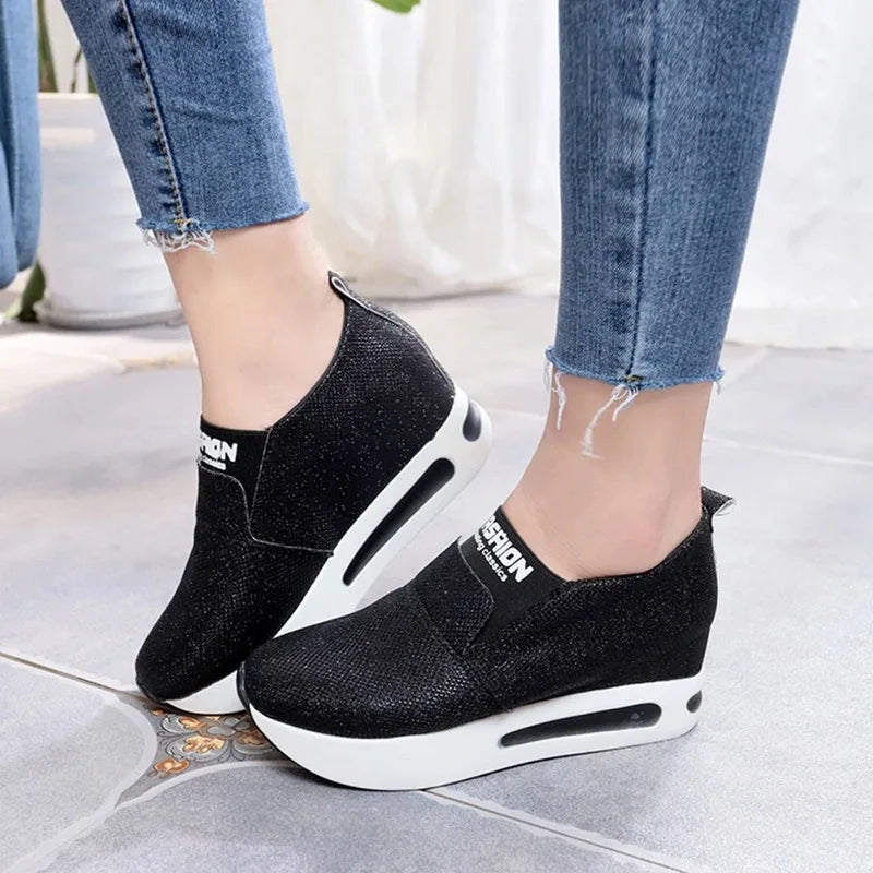 New Sneakers Women Shoes Woman Flat Platform Shoes Female Flats Shine Bling Causal Shoes Loafers Plus Size Slip on Ladies Shoes