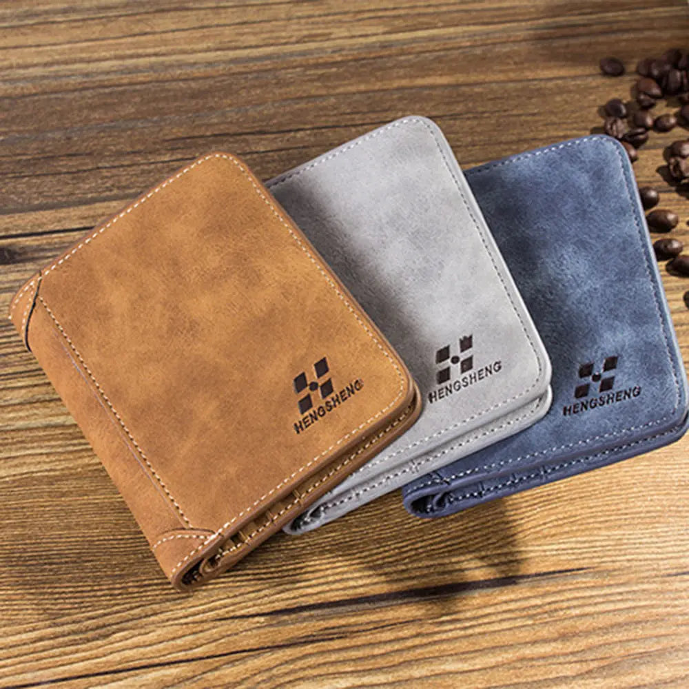 Men's Wallet Foldable Small Money Purses Leather Wallet Luxury Billfold Hipster Cowhide Credit Card/ID Holders