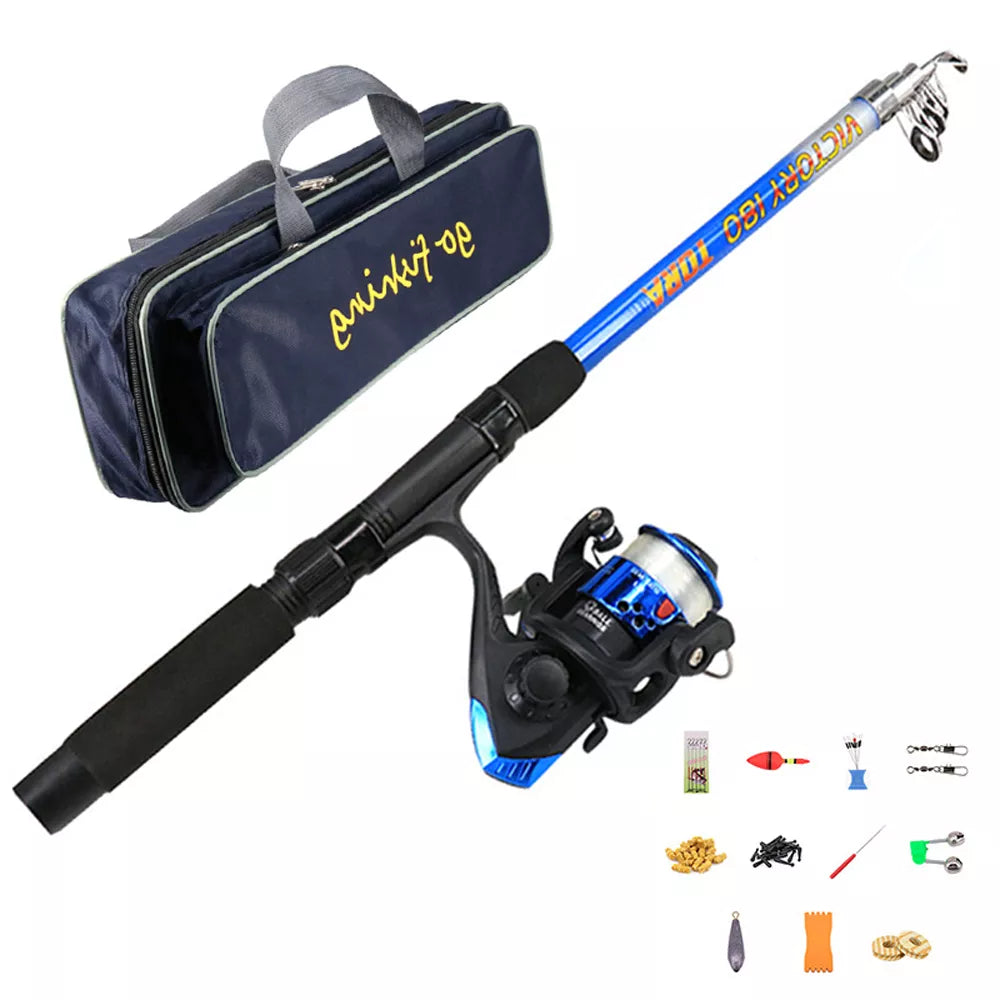 Fishing Rod Suit With Reel Portable Accessories Fishing Bag Beginners Telescopic Fishing Rod Set Ultralight Retractable Travel