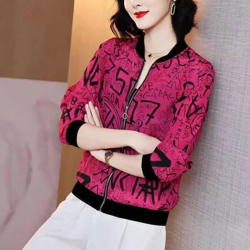 Chiffon Long-sleeved Cardigan Jacket Spring Summer Thin Women's Clothing New Baseball Uniform Short Sunscreen Coat 5XL