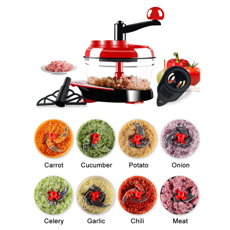 Mixer Food Processor Kitchen Manual Powerful Egg Blender Meat Grinder Vegetable Chopper Shredder Stainless Steel Blade Cutter