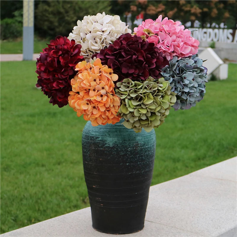 Silk Single Hydrangea Artificial Flowers Vases for Wedding Home Decoration Accessories Bride Holding Diy Craft Christmas Wreath