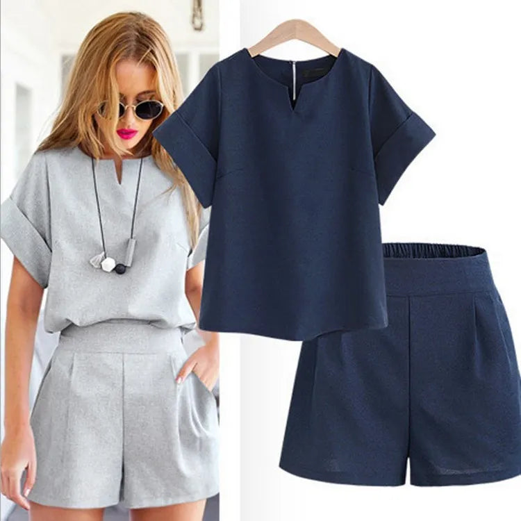 Hot Sale 2023 Summer Suit New Style Big Size Women's Suit Plump Short Sleeve Jacket Shorts Two-piece Suit Women's Clothing Sets