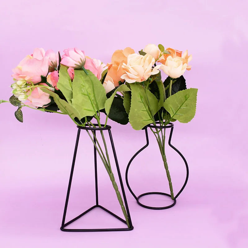 1Pcs Retro Iron Line Flowers Vases Nordic Style Metal Plants Stand Holder For Home Garden Decor Flower Pots Birthday Party Gifts