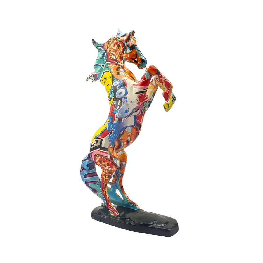 Statuette Decoration Statues Sculptures Figurines For Interior Modern Home Interior Livingroom  Aesthetic Graffiti Painted Horse