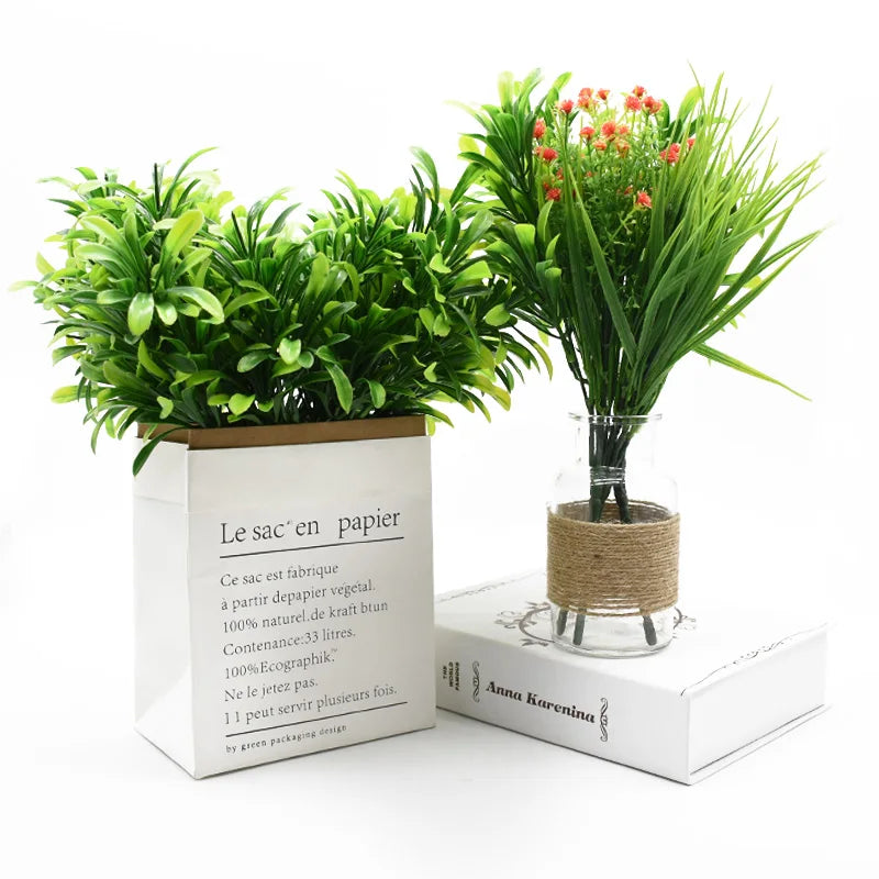 1 Bunch Artificial Plants Green Waterweed Wedding Decoration Background Wall Vases for Home Decor Scrapbook Decorative Flowers