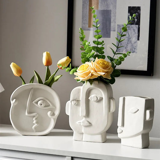 Ceramic Vase Decor Nordic Home Decor For Room Flower Pot Decoration Creative Face Vase Decoration Home And Decoration Body Vases