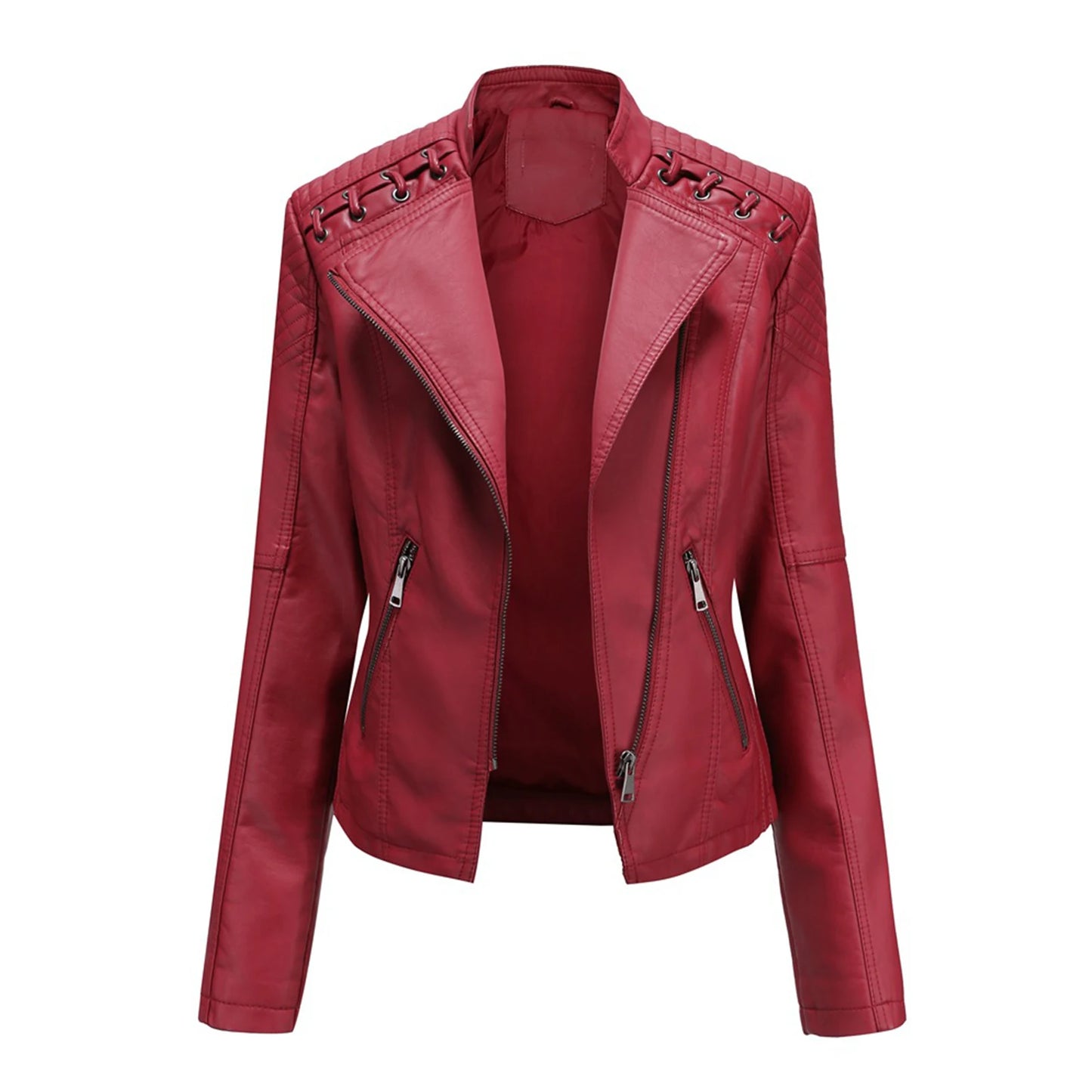 2022 Jackets for Women Autumn Winter Faux Leather Jacket Zipper Stand Collar Motorcycle Slim Coat Women's Clothing Korean Style