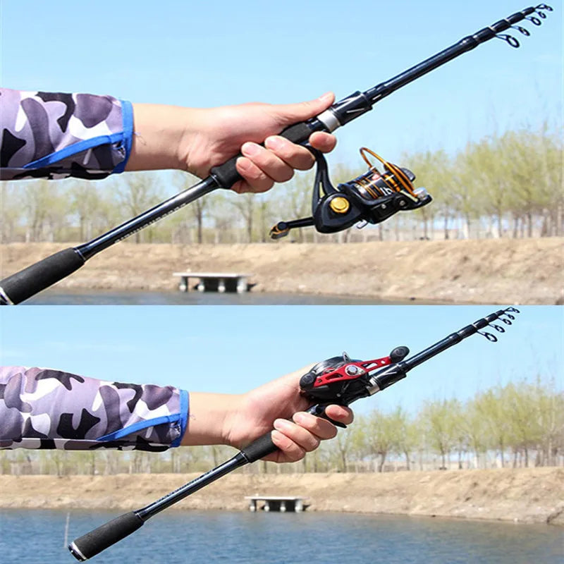 New 1.8m 2.1m 2.4m 2.7m 3.0m 3.3m 3.6m Carbon Telescopic Carbon Fishing Rod M Power Ultralight Travel Casting Spinning Rod