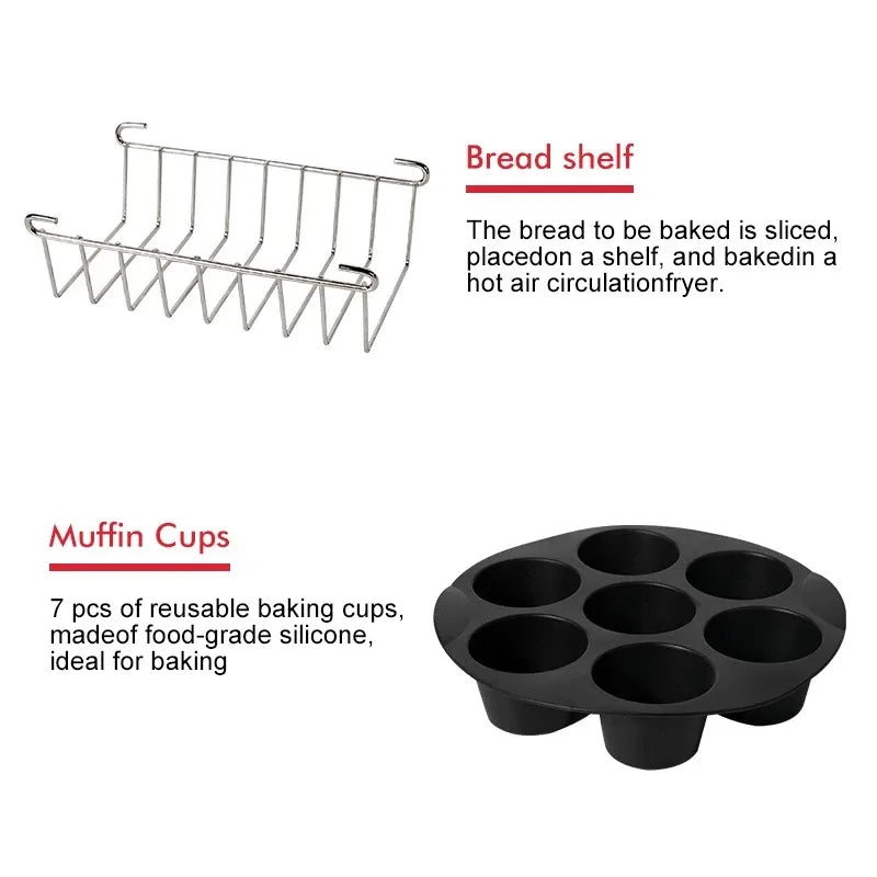 8pcs/set 7 Inch / 8 Inch Air Fryer Accessories Fit all Airfryer machine 3.73.7 4.2 5.3 5.8QT