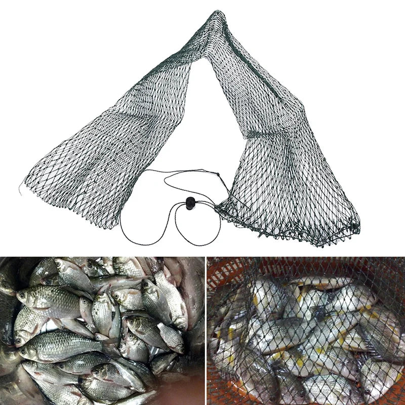 1pc nylon foldable fishing net fish pot trap fishing net creel simple fish guard flat bottom beam mouth length 1 meter