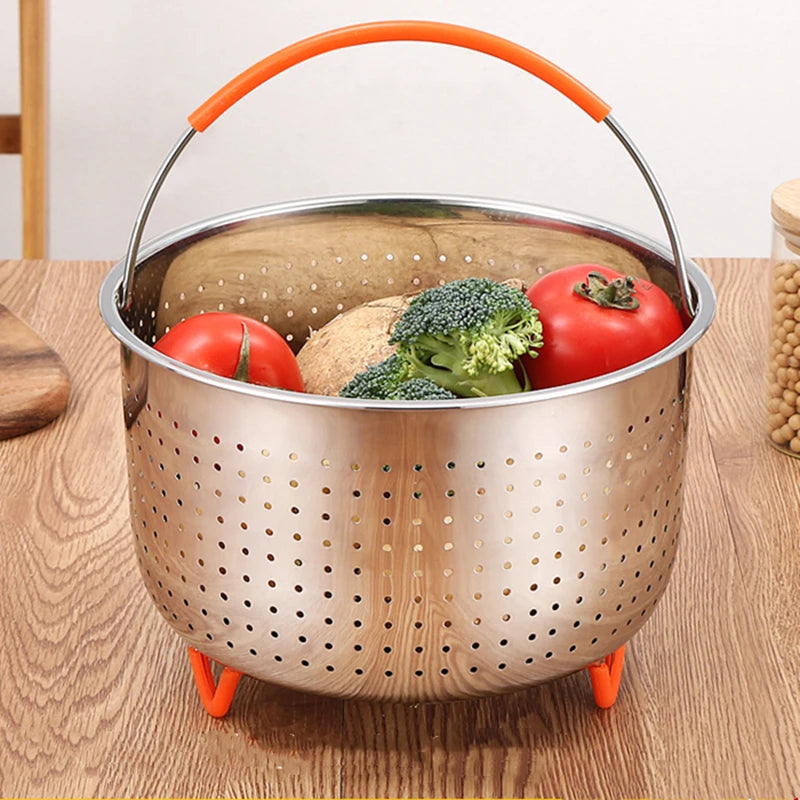 Stainless Steel 304 Steamer Basket With Silicone Feet for Pressure Cooker Accessories with Instant Pot Kitchen Food Strainer