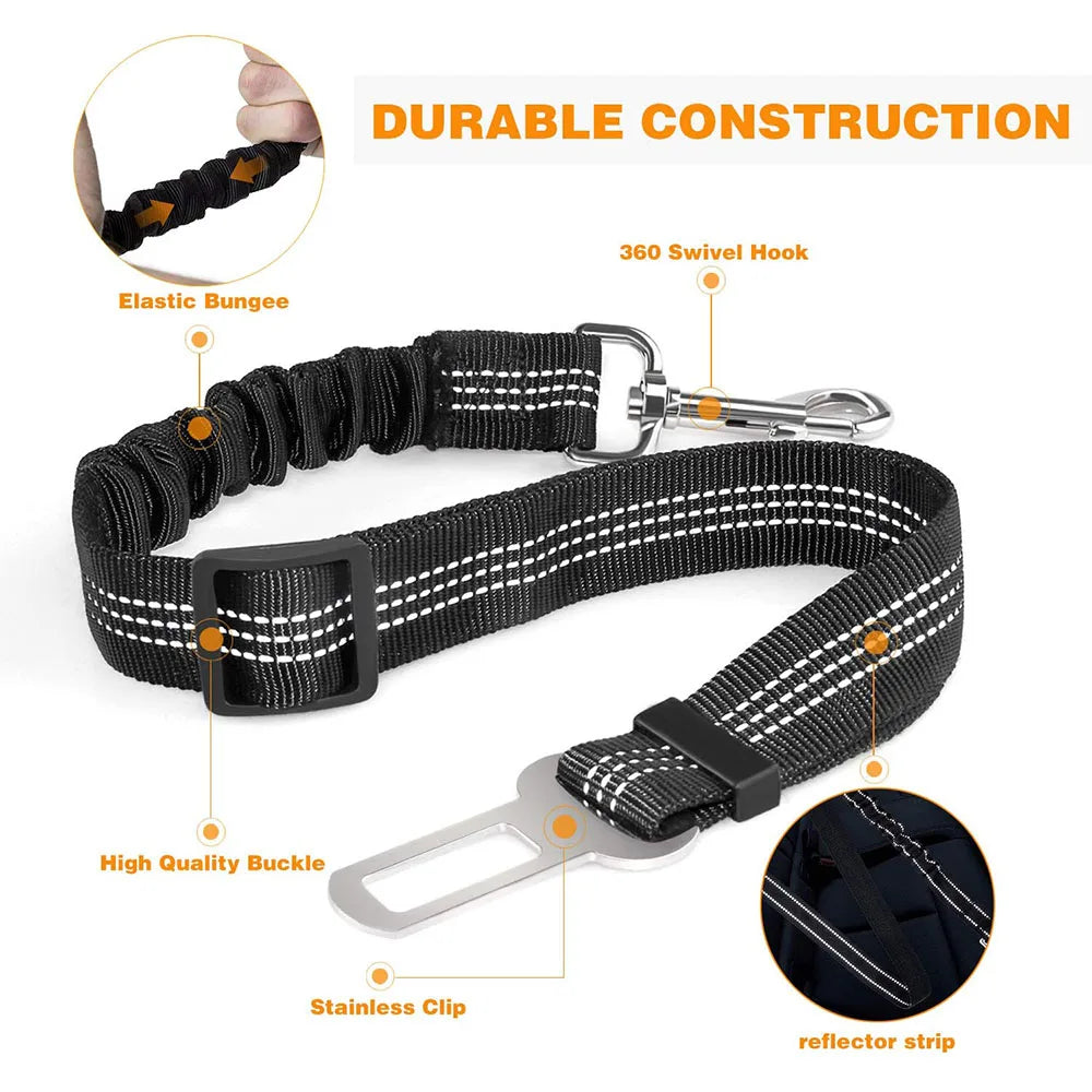 Upgraded Dog Car Seat Belt Adjustable Safety Seat Belts Elastic & Reflective Vehicle Nylon Seat Belt for Small Medium Large Dog